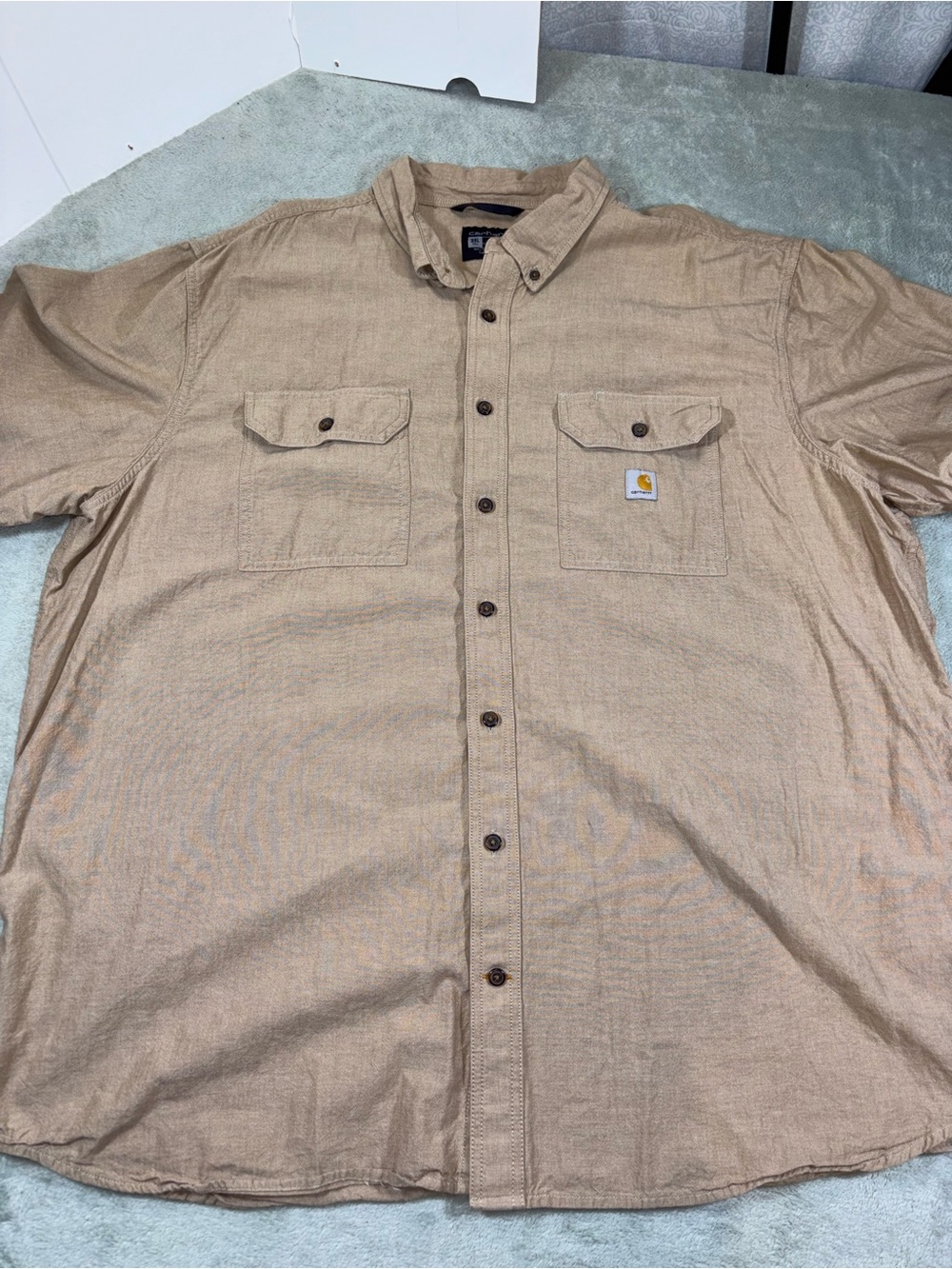 Carhartt Men's Loose Fit Chambray Button Up Work Shirt Dark Tan 3X TW4369-M